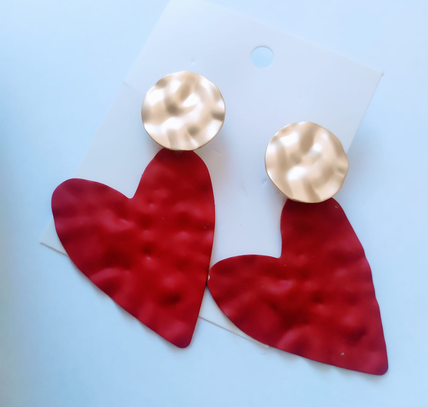 Aros maxi corazón color rojo en fantasia