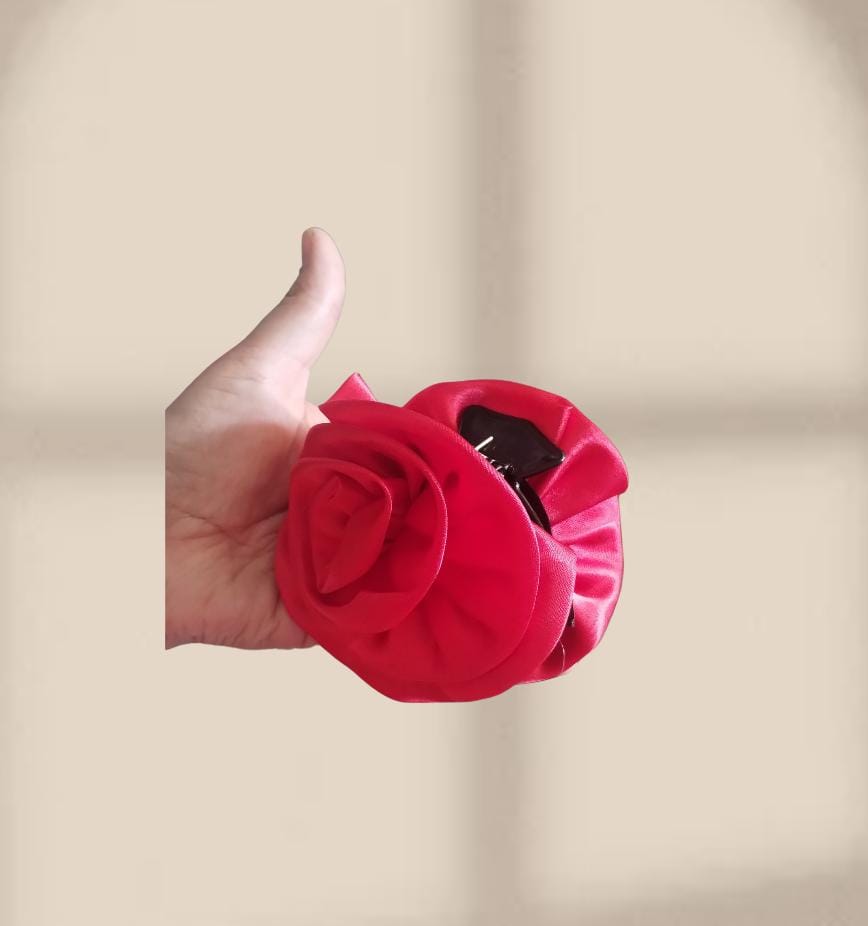 Traba flor de tela color rojo