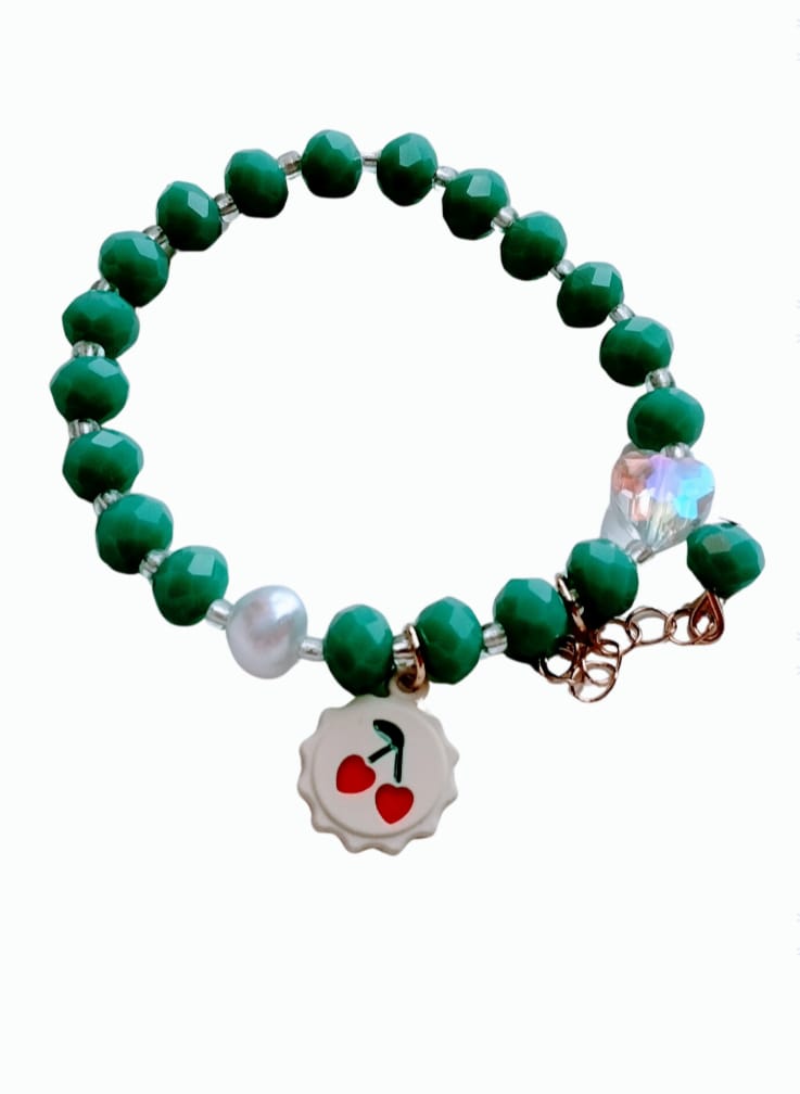 Pulsera cereza verde en fantasia
