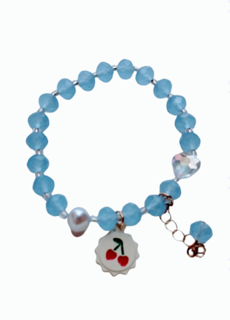 Pulsera cereza azul en fantasia