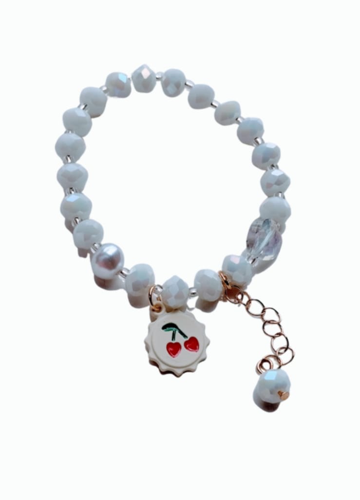 Pulsera cereza blanco en fantasia