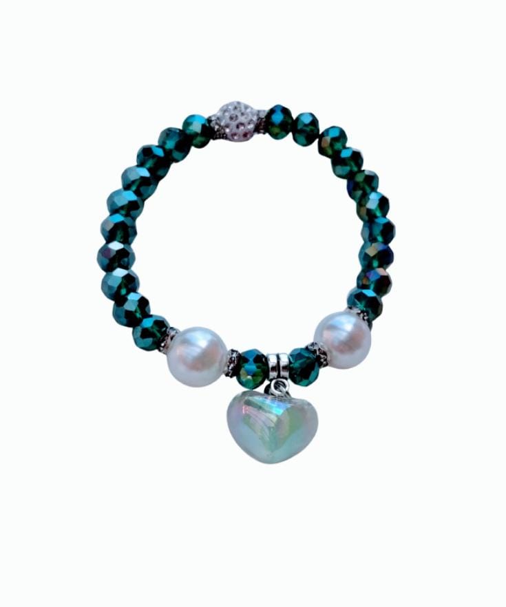 Pulsera corazon verde en fantasia