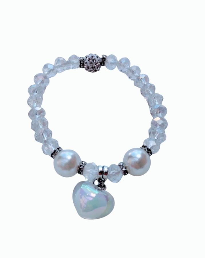 Pulsera corazón blanco en fantasia