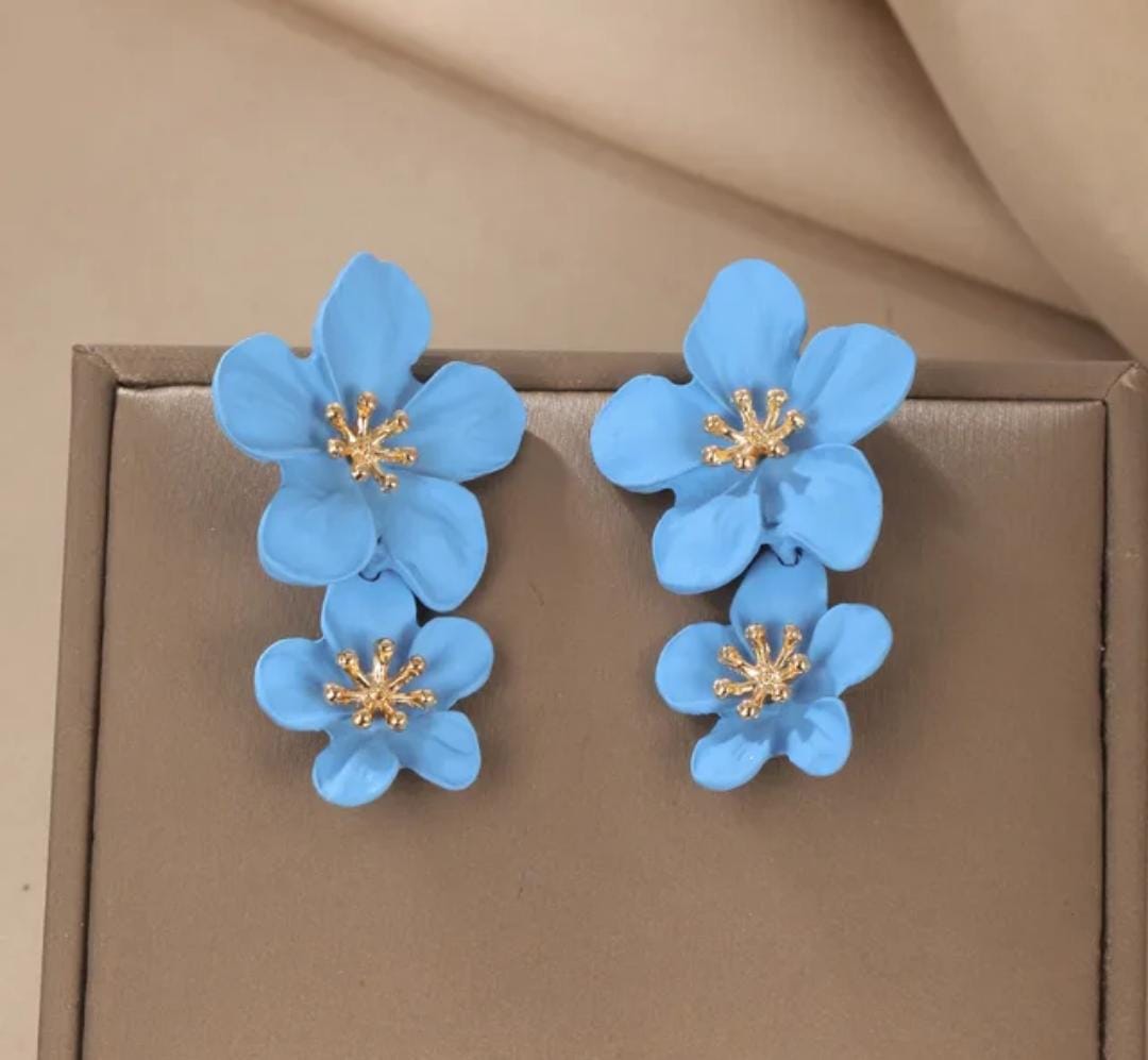 Aro doble flor celeste en fantasia