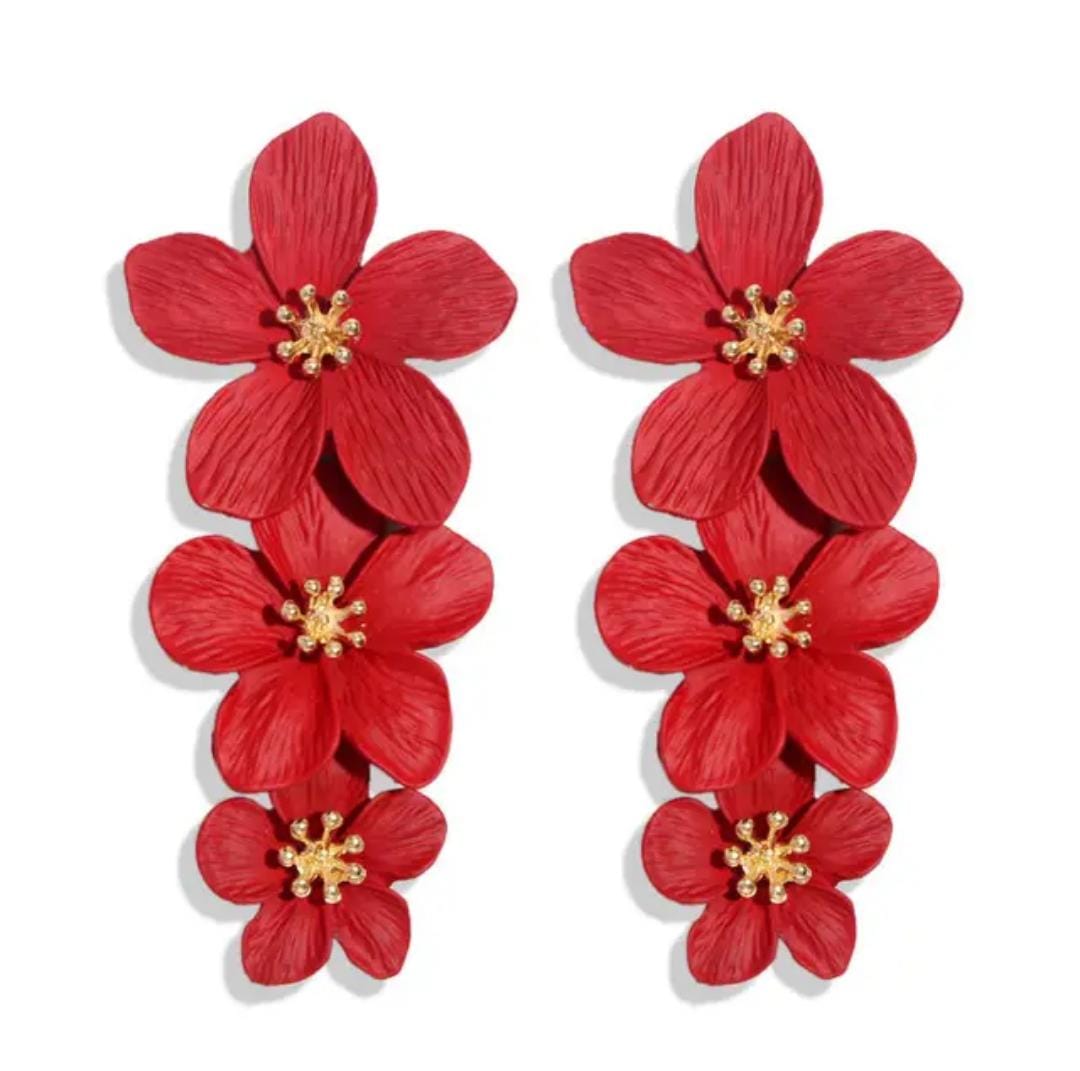 Aro triple flor rojo en fantasia