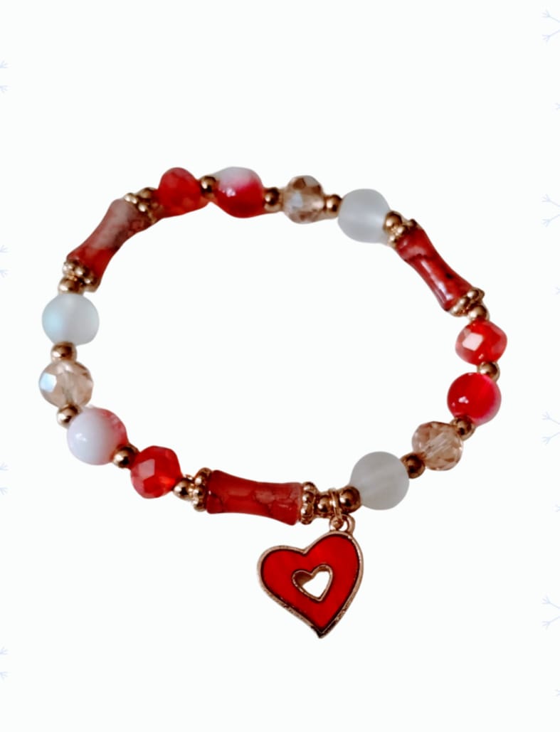 Pulsera Corazón color rojo en fantasia