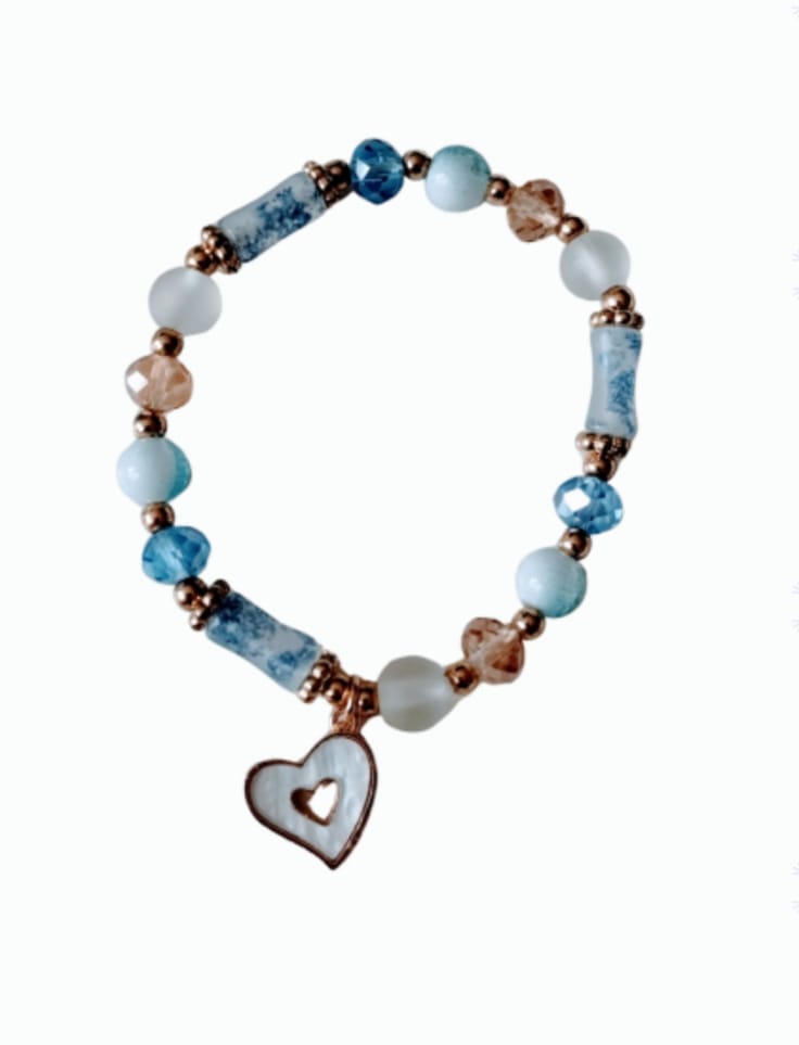 Pulsera corazón color azul en fantasia