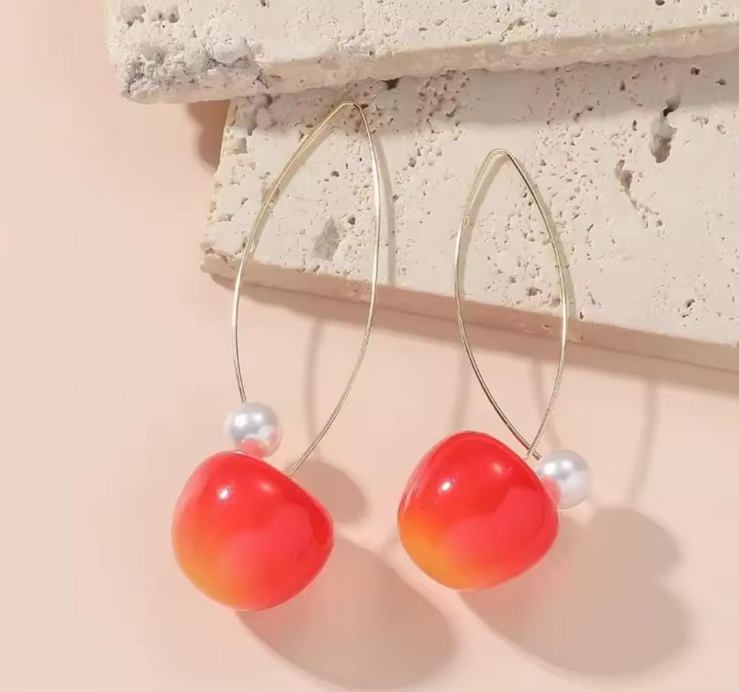 Aros cereza largos en fantasia