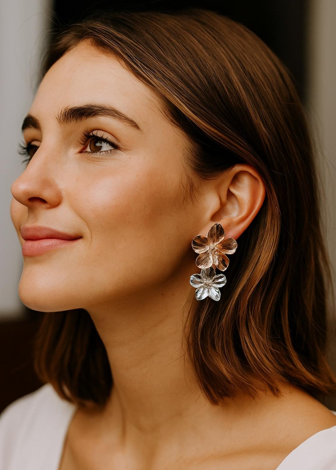 Aros Bicolor Metalicos en fantasia (dorado/plateado)