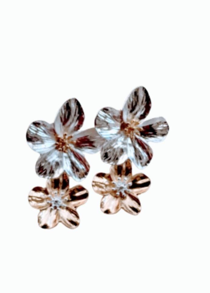 Aros Bicolor Metalicos en fantasia (plateado/dorado)