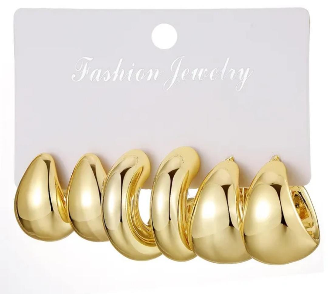 Set de aros en fantasia color dorado