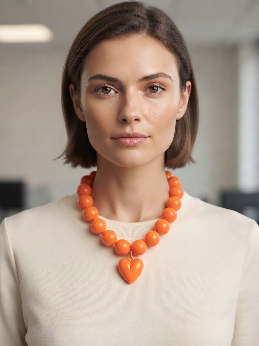 Collar chicle color anaranjado en fantasia